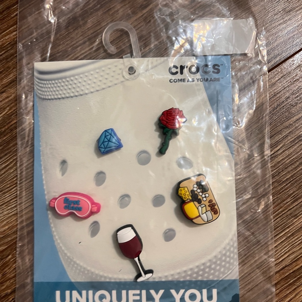 CROCS Jibbitz Charm Set with Blue, Red, and Yellow Accents